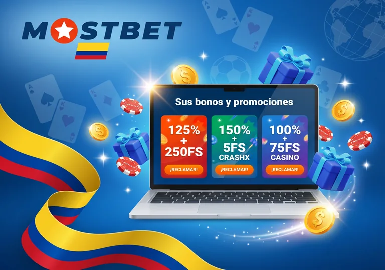 Programa de bonos de Mostbet en Colombia con promociones para casino, deportes y Aviator.