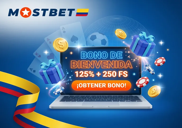 Bono de bienvenida de Mostbet: 125% sobre el primer depósito más 250 giros gratis.